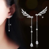 angel wings tassel dangle earrings gold filled elegant women pretty jewelry gift