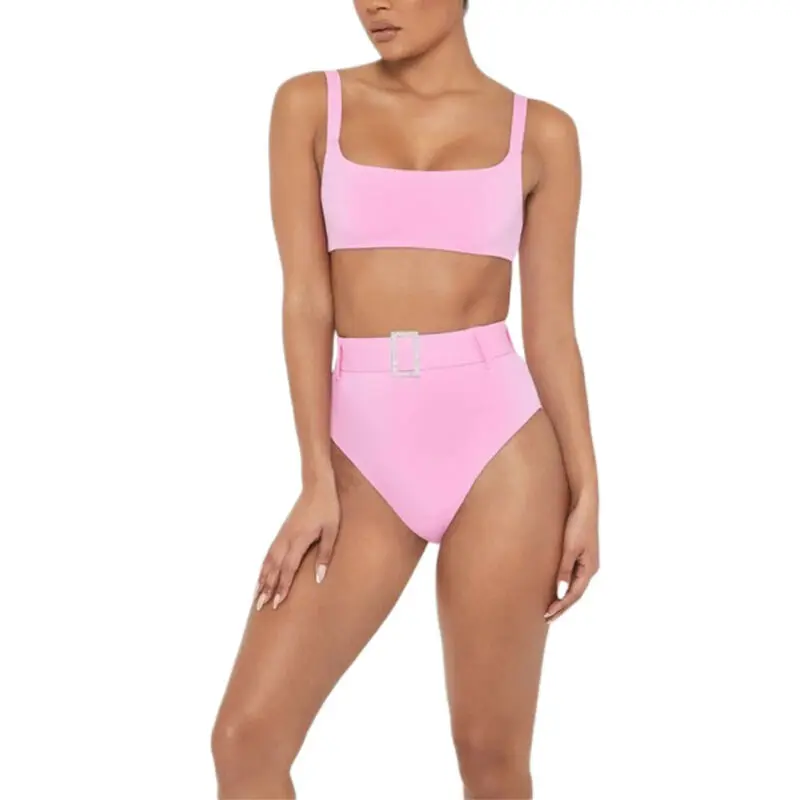 Комплект бикини с высокой талией женский купальник на бретельках u образным