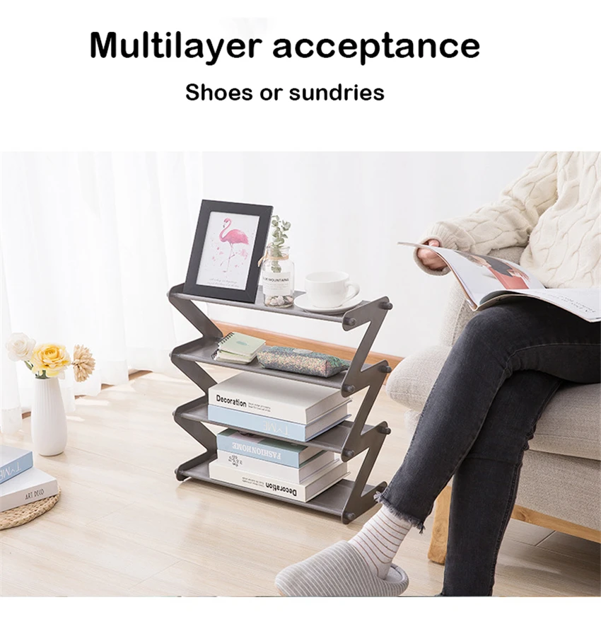 Многоуровневая стойка органайзер для обуви однотонные полки современный