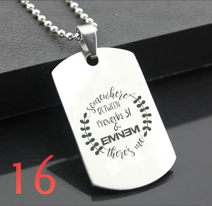 Eminem XH01 классический брелок из нержавеющей стали модные гравировальные бирки стальная подвеска-открытка для ожерелья