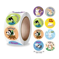 cartoon animals reward sticker for kids 500pcsroll 1 inch 8 designs school classroom teacher supplies cute motivational sticker