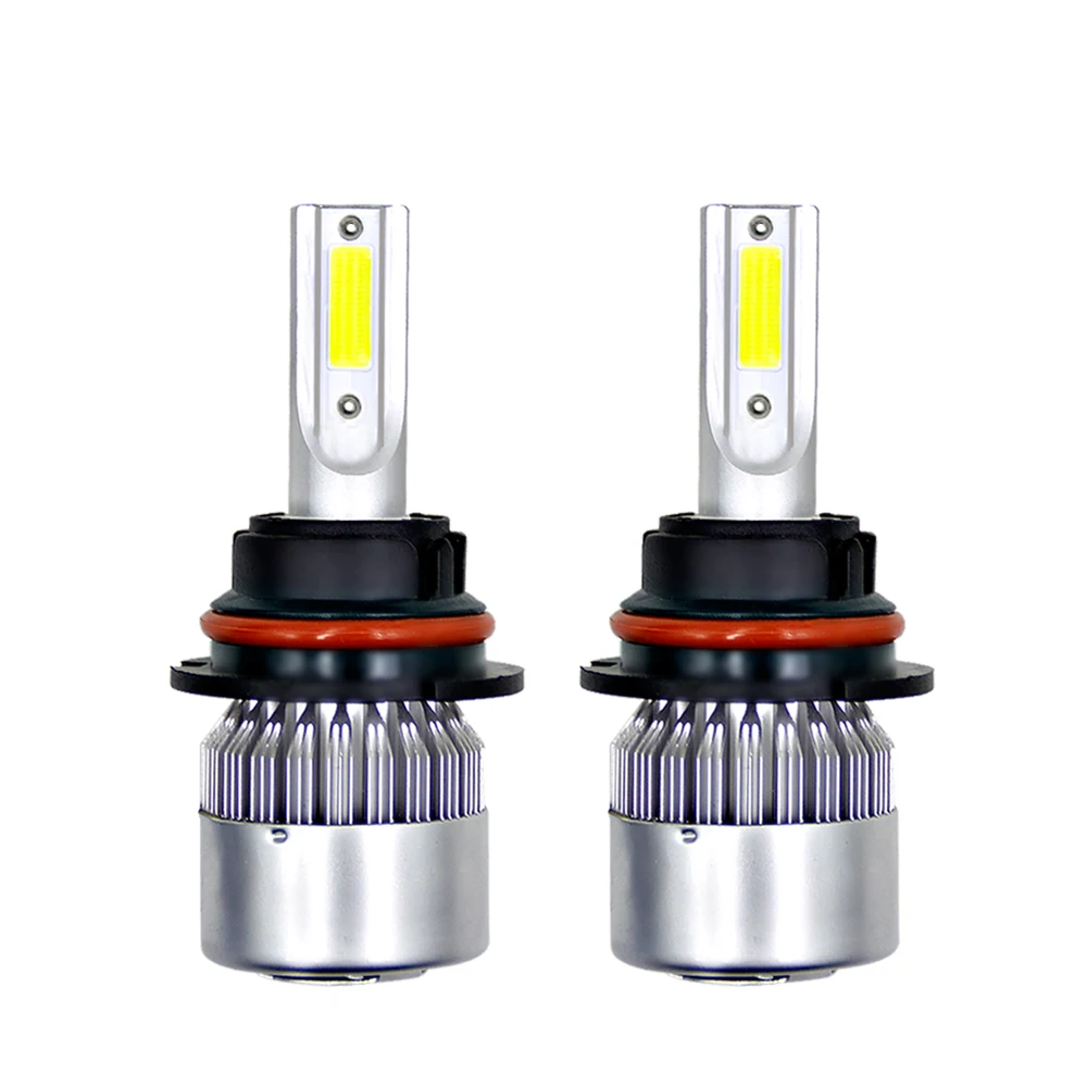 

YuBao 1Pair 9007 C6 Car Led Headlight Kit LED 9007 HB5 COB 6000K 36W 8000LM Hi&Lo Beam Turbo Light White Lamps 5 Year Warranty