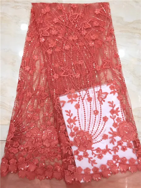 

2019 African Net Lace Fabric, High Quality Elegant Sequins Nigerian Wedding Lace Fabrics 5Yards Sequins French Tulle lace X08
