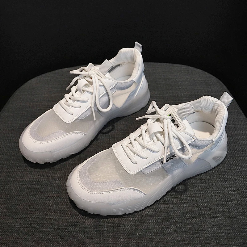 Кроссовки женские из сетчатого материала Вулканизированная подошва прозрачные