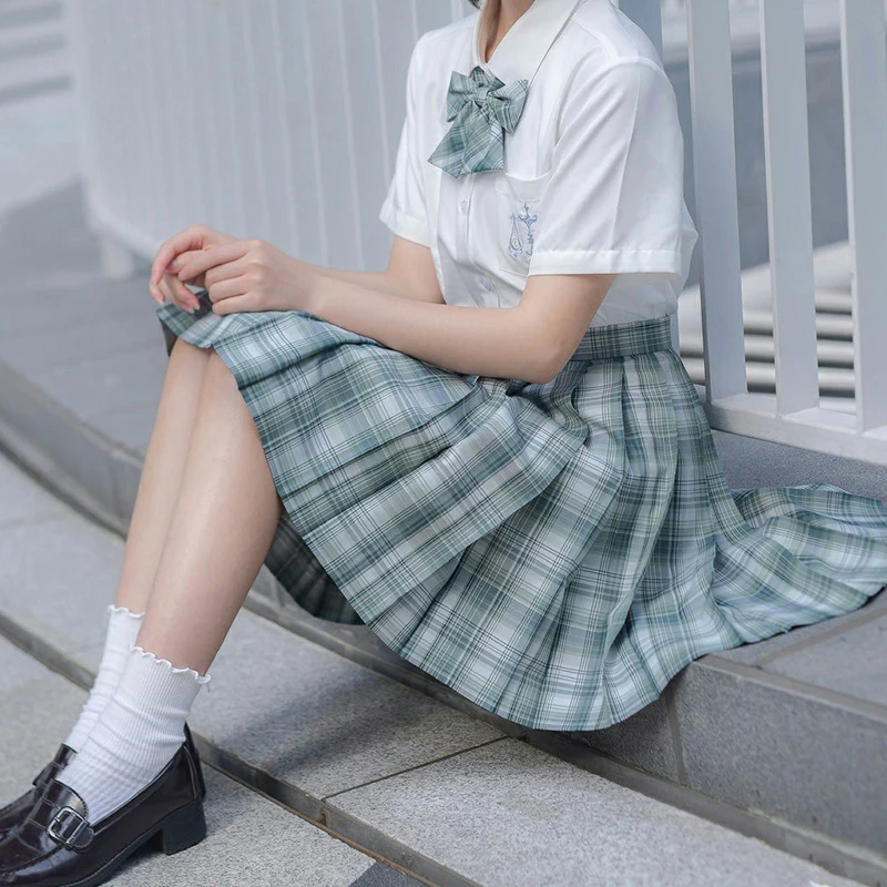 

Girl Summer High Waist Skirt Pleated Wind Skirts Plaid Women Korean Japanese Style Elegant JK Uniforms Girl School Dress Student