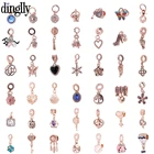 Dinglly 1 шт. блестящее розовое Золотое сердце серьги, Очаровательные бусы, подходят к оригинальному браслету, браслет ожерелье, ювелирные аксессуары кулон из бисера браслет шармы