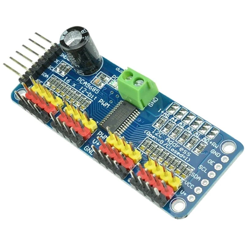 

PCA9685 16 Channel 12-Bit PWM Servo Motor Driver IIC Module for Arduino Robot Interface I2C Module