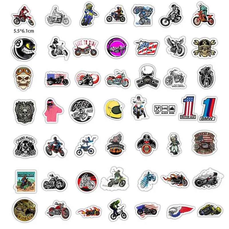 

10/30/50PCS Cool Motorcycle Hip Hop Cartoon Character Graffiti Suitcase Motorcycle Waterproof Decorative Stickers Wholesale
