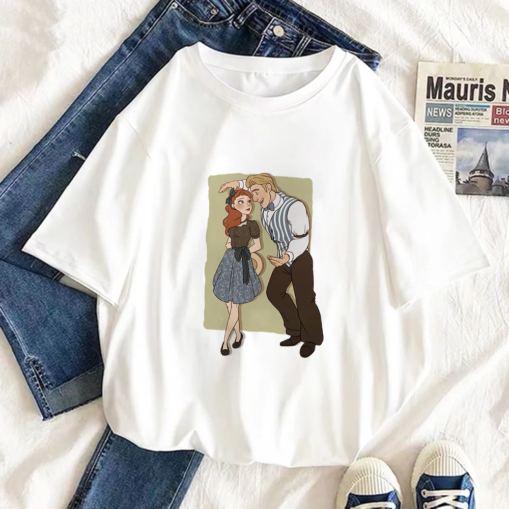 

Disney Fashion Dropship Frozen Printing Anna And Prince Pattern Women T-Shirt Kawaii Harajuku Style Female T Shirts Comfort Tees