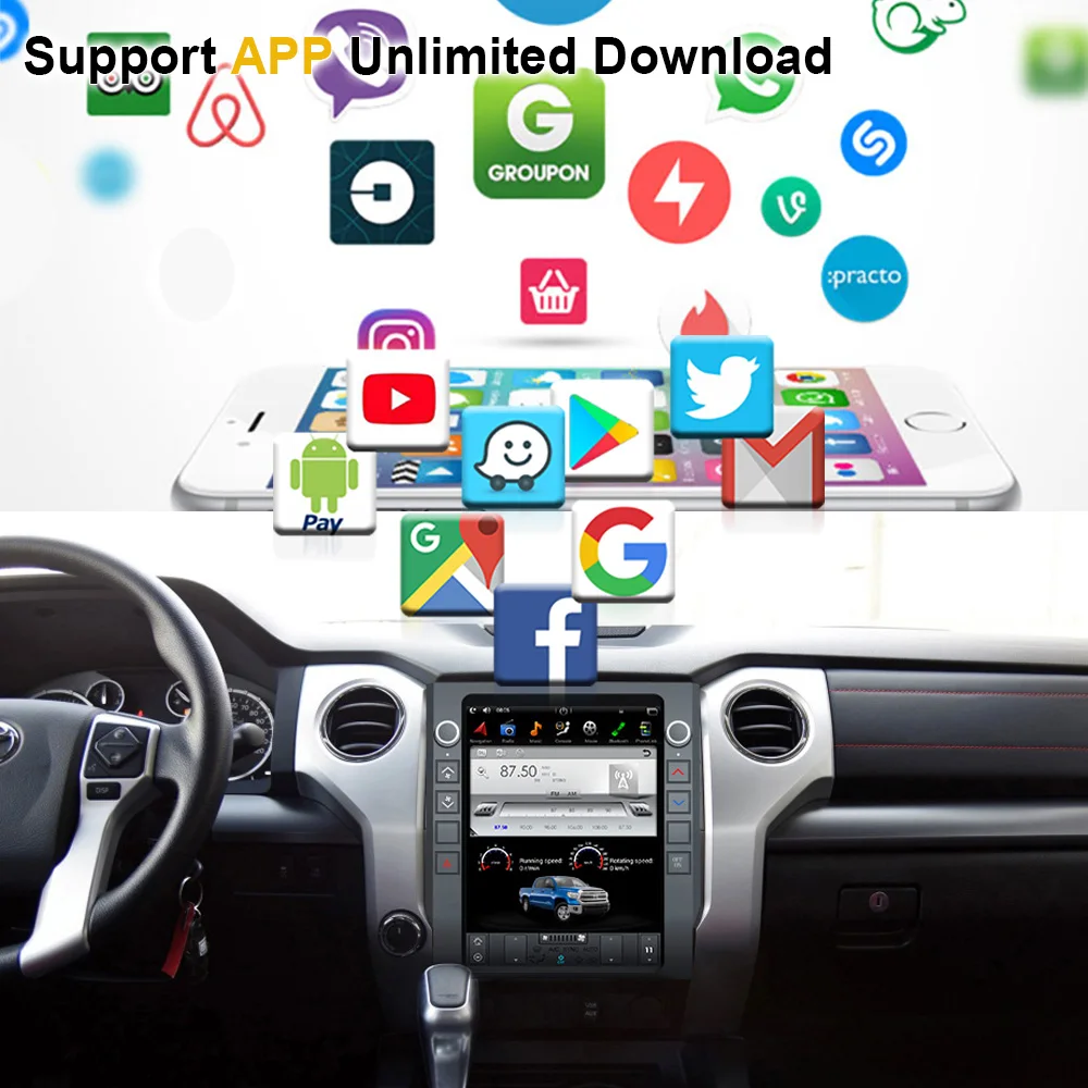 Автомобильный GPS-навигатор в стиле Tesla на Android 9 0 для Toyota Tundra 2014-Радио стерео