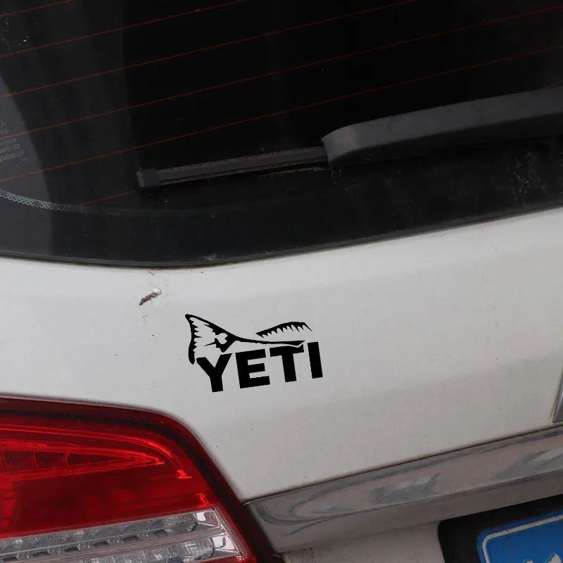 

OFK 16.4CM*10.1CM Car Sticker Yeti Fish Hunting Vinyl Decal Car Sticker Decor Black/Silver
