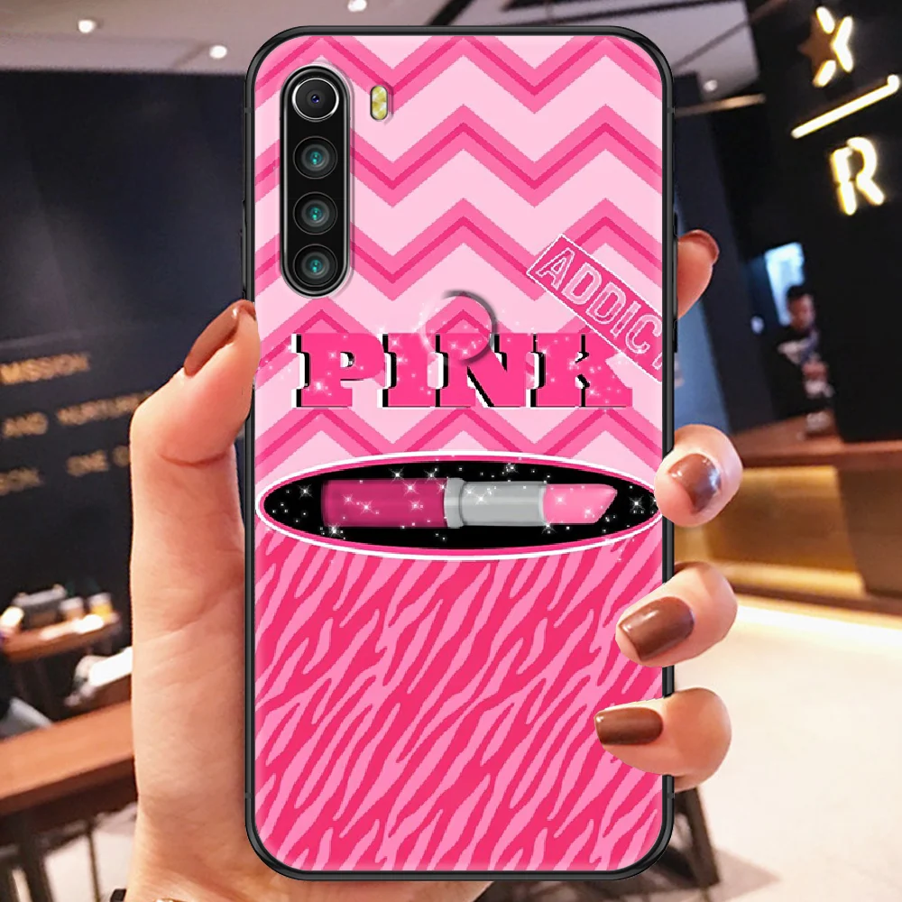 

VS Pink Fashion Brand Phone case For Xiaomi Redmi Note 7 7A 8 8T 9 9A 9S 10 K30 Pro Ultra black soft hoesjes art Etui luxury