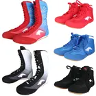 Профессиональные боксерские борцовские ботинки, дышащая подошва из коровьей кожи, армейские кроссовки, тренировочные сапоги для боя на шнуровке, большие размеры 36-46