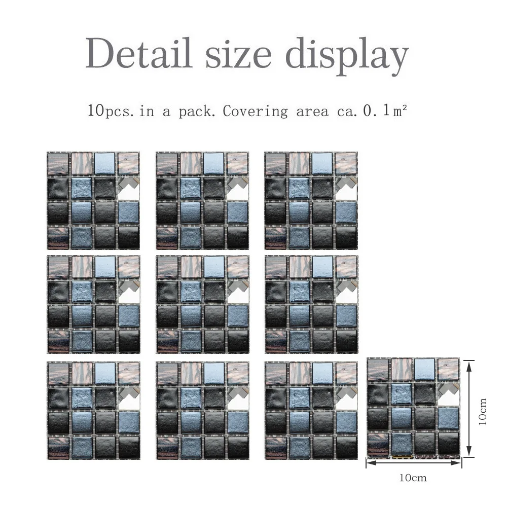 

Mosaic Wall Stickers for Kitchen Bathroom Tile Sticker PVC Home Decor Self Adhesive Vinyl Film Mural Panel DIY Removable