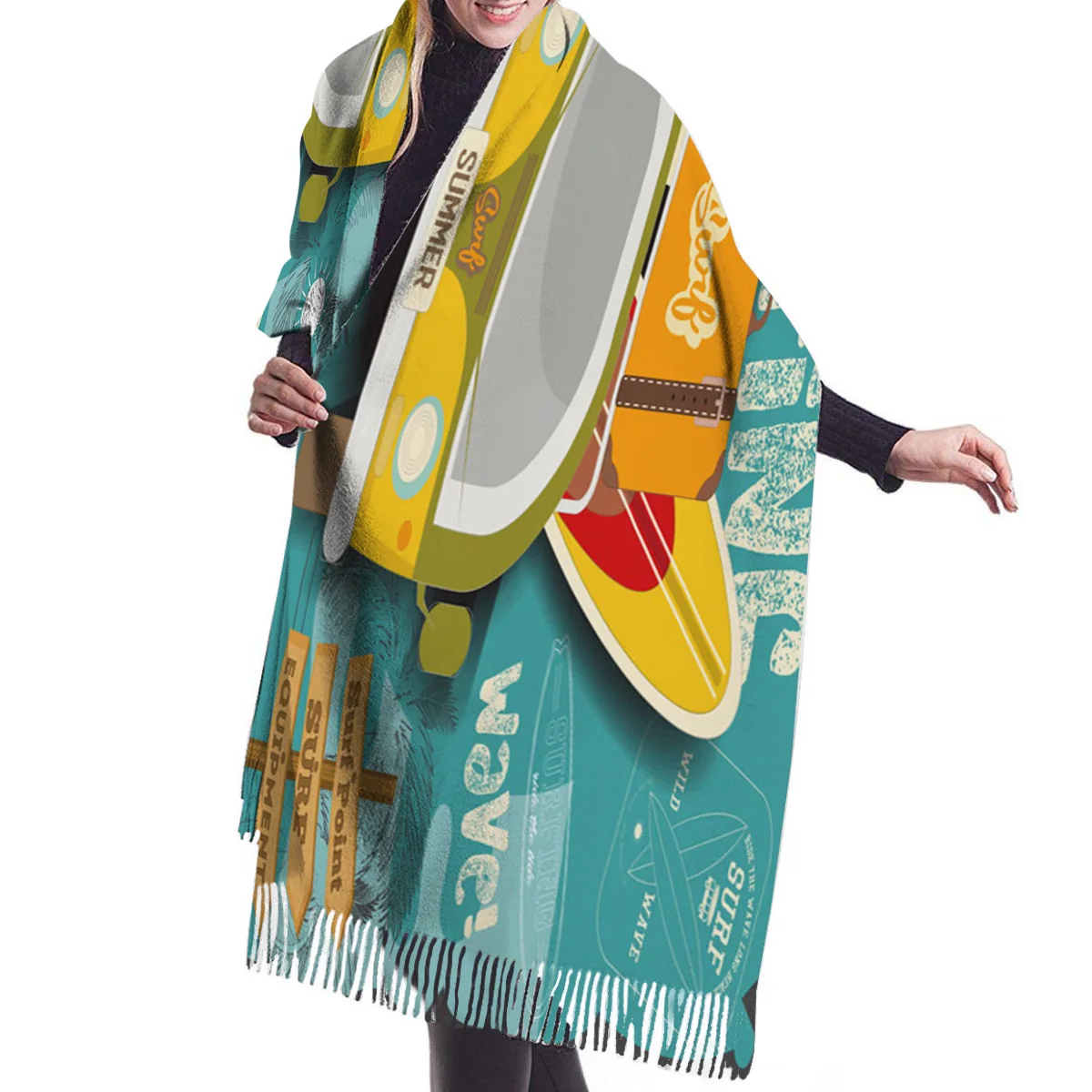 Модные большие шарфы с героями мультфильмов автобус путешествия шаль унисекс