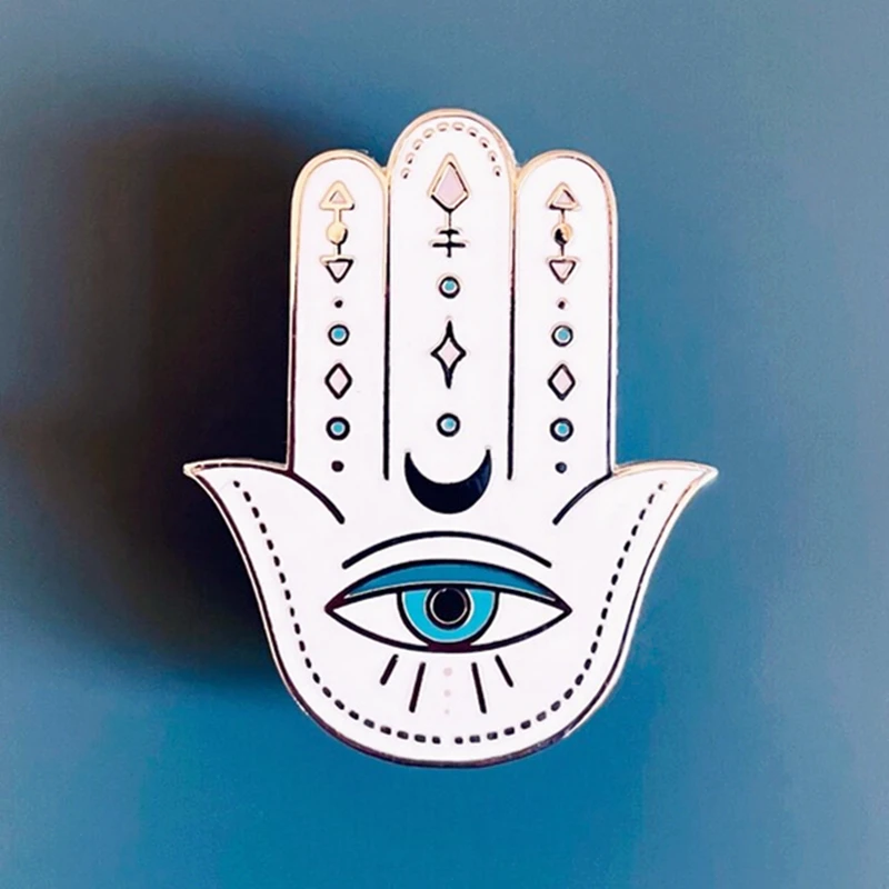 Мультяшная небесная Луна глаз хамса ручная брошь заколки эмалированные