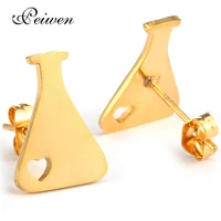 simple bottle shape heart earrings for women girls medical stud stainless steel rose gold silver color earrings fashion jewelry