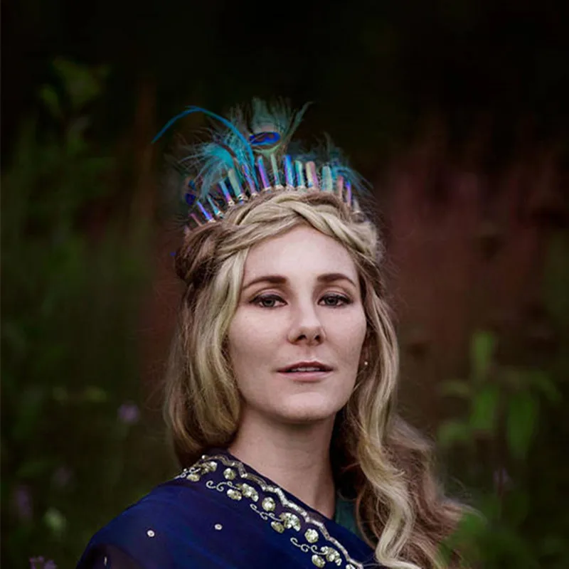 Марди Гра кварцевый кристалл мистик луна гребень для волос Хрустальный головной