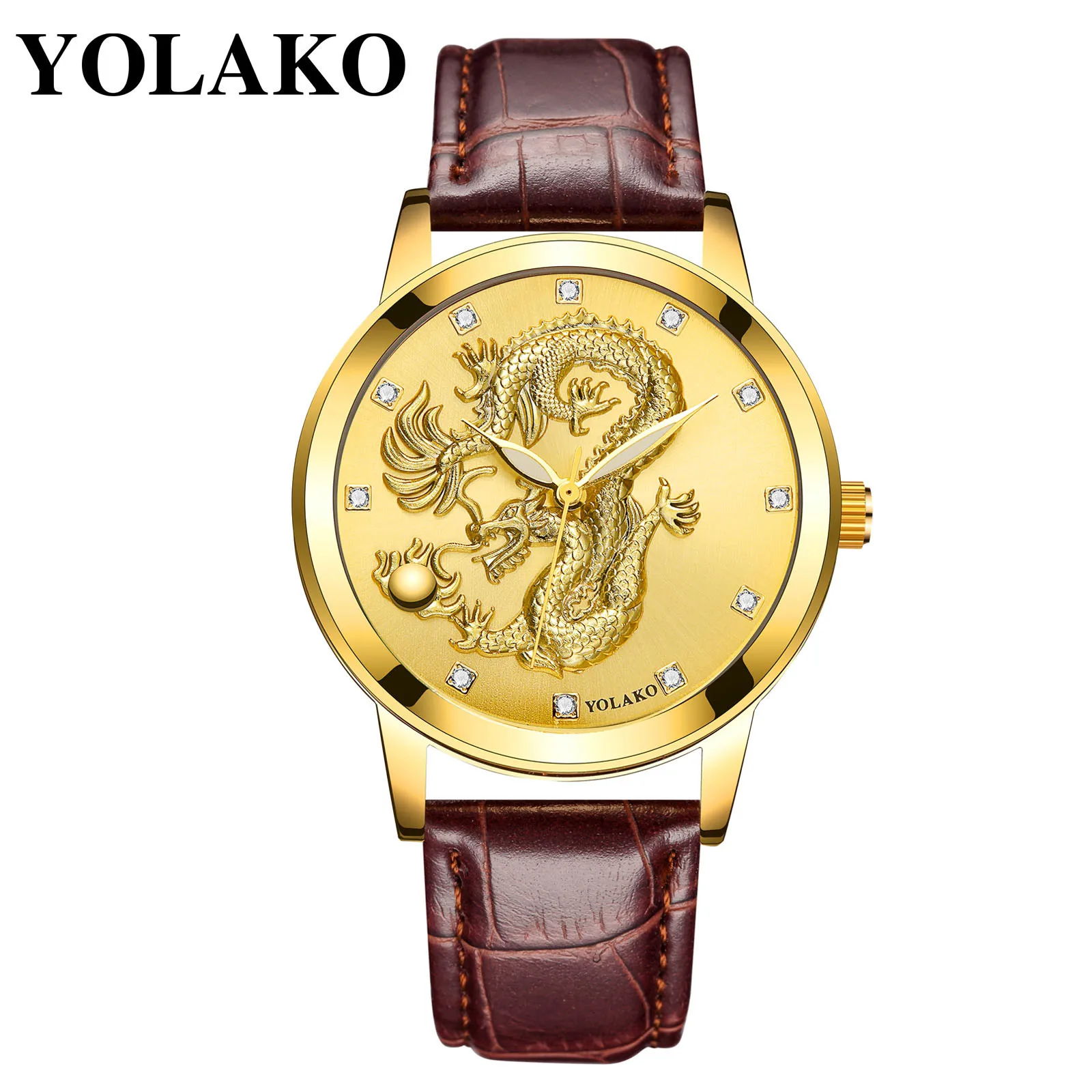 

Exquisite Luxury Dragon Sculpture Dial Men's Watches Casual Quartz Leather Strap Watch Analog Watch Leather Casual Men's Watch