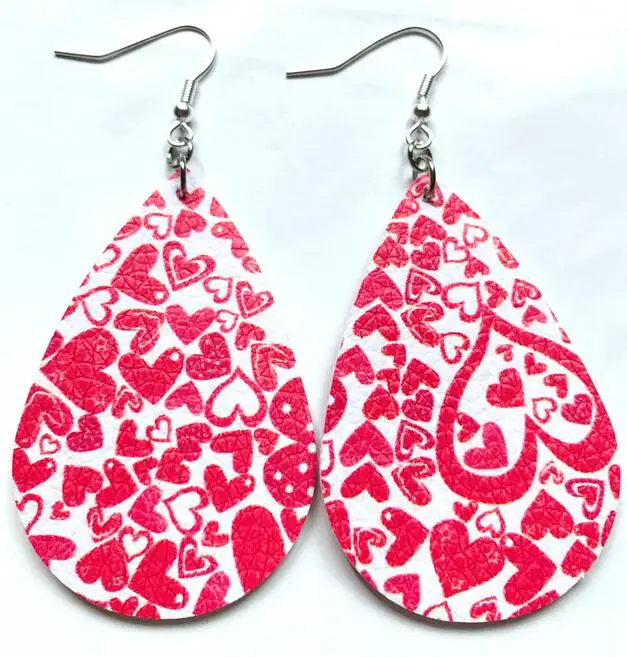 Женские трехслойные серьги в богемном стиле кожаная капля блестящие форме листа