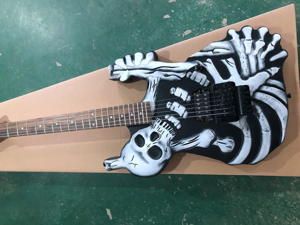 

Оптовая продажа, гитара с черепом, электрическая гитара, гитара ручной работы, сделано в Китае, крутая