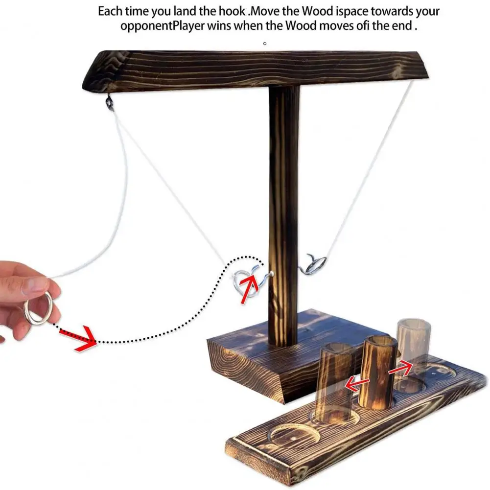 

Toss Hooks Toy Easy to Operate Handmade Wood Interactive Ring Drinking Game for Bars