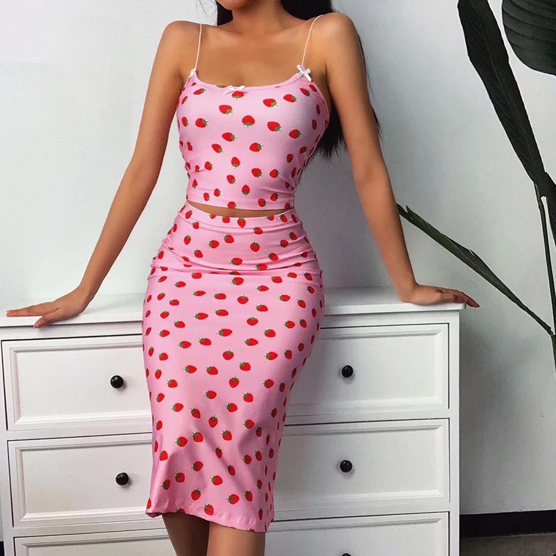 Женский комплект из 2 предметов InstaHot повседневный винтажный тонких бретелей и