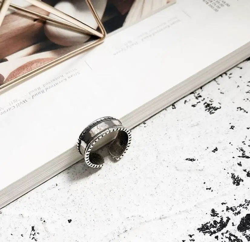 Кольцо в стиле ретро из стерлингового серебра 925 пробы с широким цветком