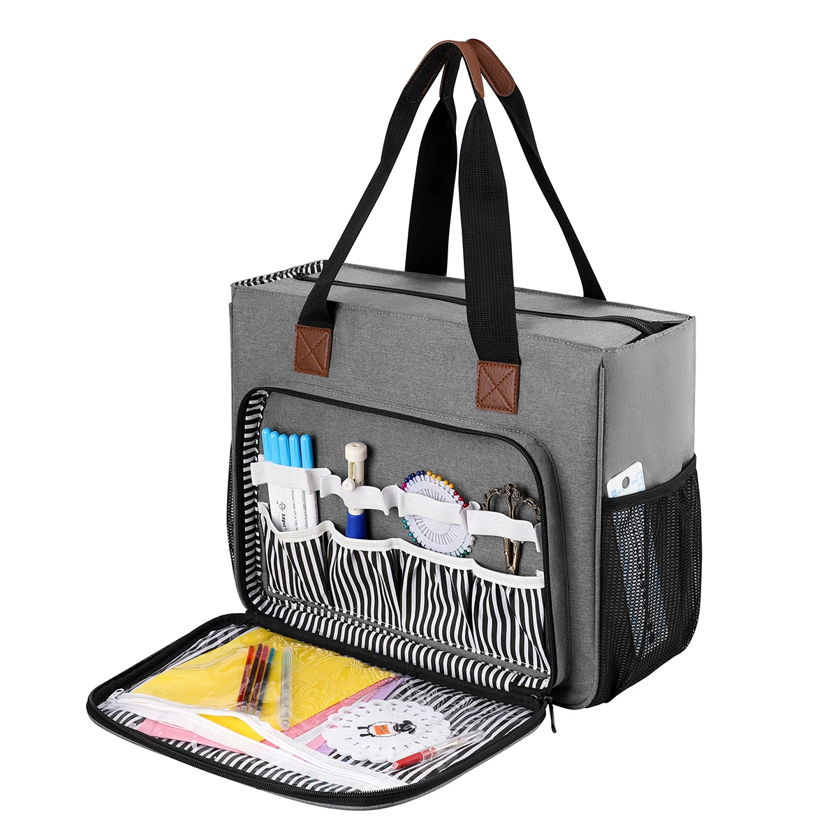 

Travel Embroidery Project Tote Bag For Embroidery Rings Floss Thread Wool Crochet Hooks Knitting Needles Yarn Storage Bag