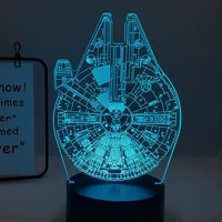 hy millennium falcon 3d led night lights usb 16 colours touch 3d illusion table lighting gifts for home decorative light