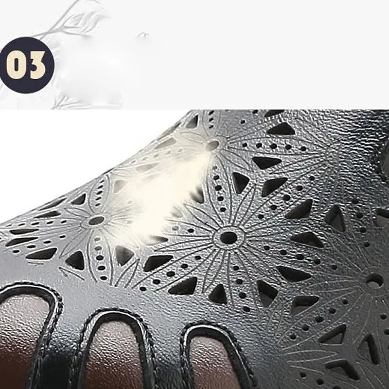 

New ethnic style sandals, mother's shoes, hollow leather soft sole, Baotou women's slippers, cowhide comfortable women's shoes