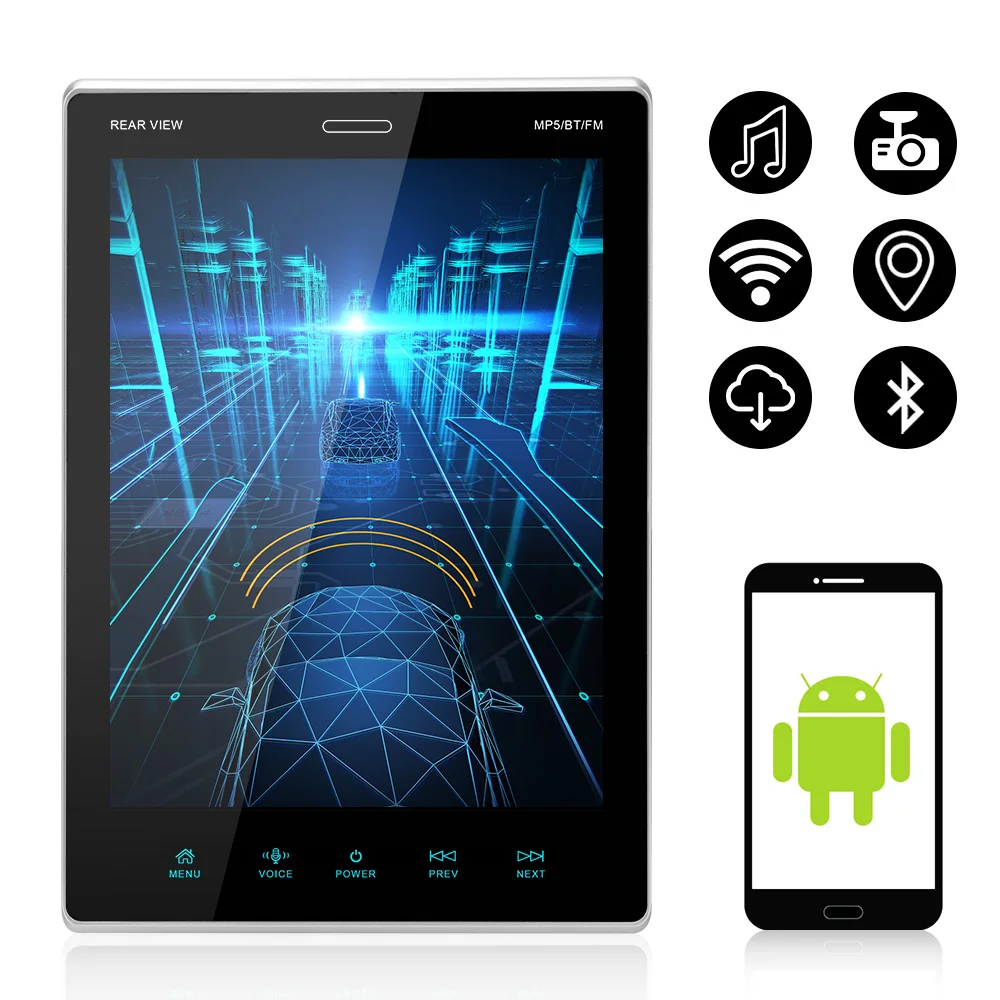 

Wifi 1 + 16G 9,5 "HD мультимедийный плеер с регулируемым IPS сенсорным экраном, автомобильный MP5 FM BT Bluetooth GPS