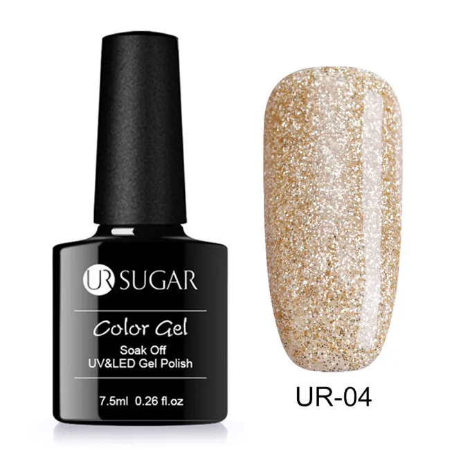 Silver Gold4 Ur Sugar 7,5 мл голографический лак для ногтей Блеск УФ-гель для ногтей Platinum лак мерцающий Маникюр замачивающийся лак для ногтей - Цвет: Silver Gold4