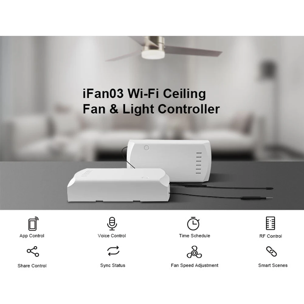 SONOFF IFan03 потолочный вентилятор управления Лер умный переключатель WiFi светильник