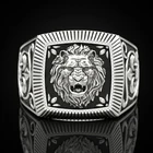 Мужское кольцо из нержавеющей стали в винтажный в стиле панк готика стиле, черное кольцо со львом кольцо с головой в стиле ретро, индивидуальный подарок, бижутерия, аксессуары
