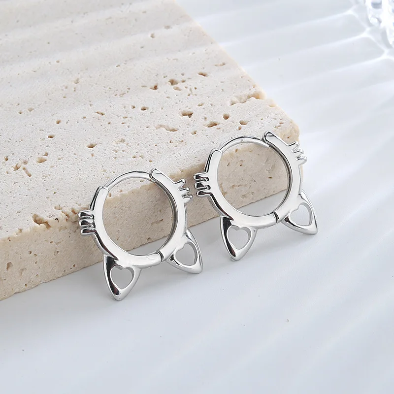 New Fashion Sweet Cat's Paw Stud Earring For Women Girls Wedding Party Cute Hollow Cat Ear Buckle Jewelry Gifts | Украшения и