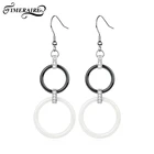 Модные черно-белые керамические серьги с двойным кругом, модные женские элегантные аксессуары, ювелирные изделия для женщин, свадебные помолвки