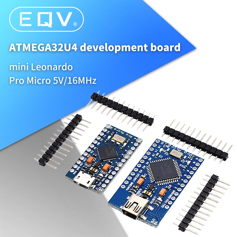 EQV Pro Micro ATmega32U4 5 в 16 МГц замена ATmega328 для arduino Mini с 2 строчным штырьком usb интерфейса