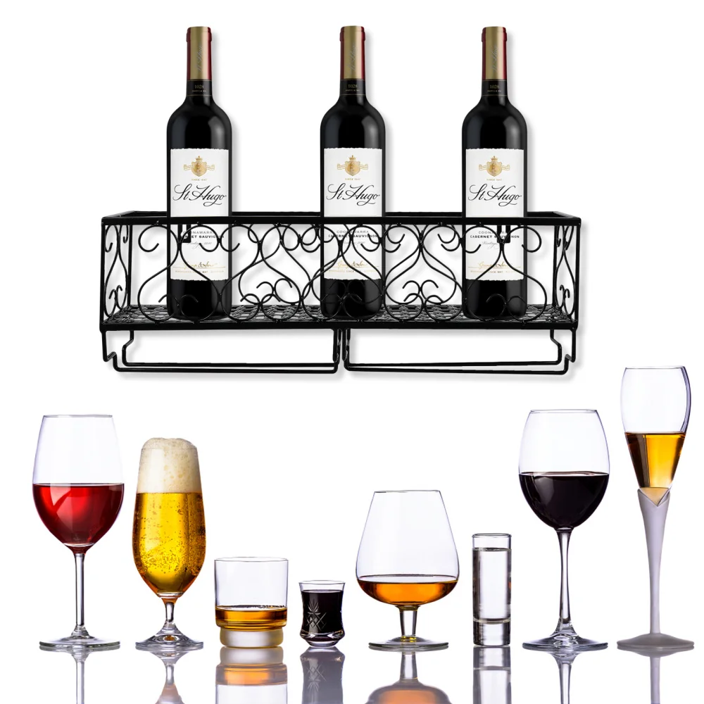 

1pc Wall Mounted Bottle Cups Holding Rack Organizer Wall Shelf Organizer