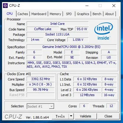 Intel Core i7-8700K es i7 8700K es i7 8700Kes QNLV 3,2 ГГц шестиядерный процессор с двенадцатью резьбой L2 = 1,5 м L3 = 12 м 95 Вт LGA 1151