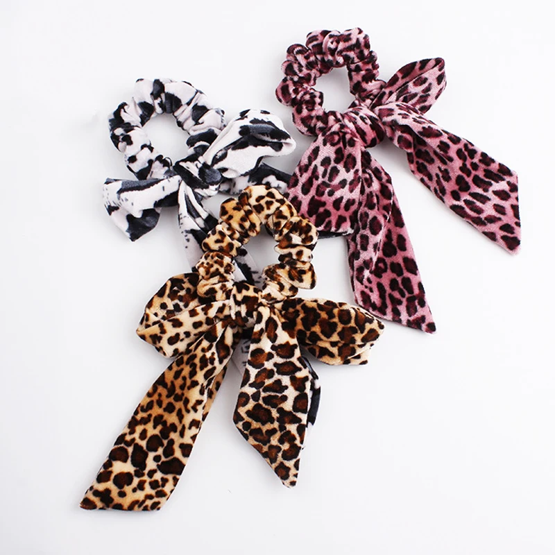 Новый осенне-зимний вельветовый шарф для волос женщин модные леопардовые