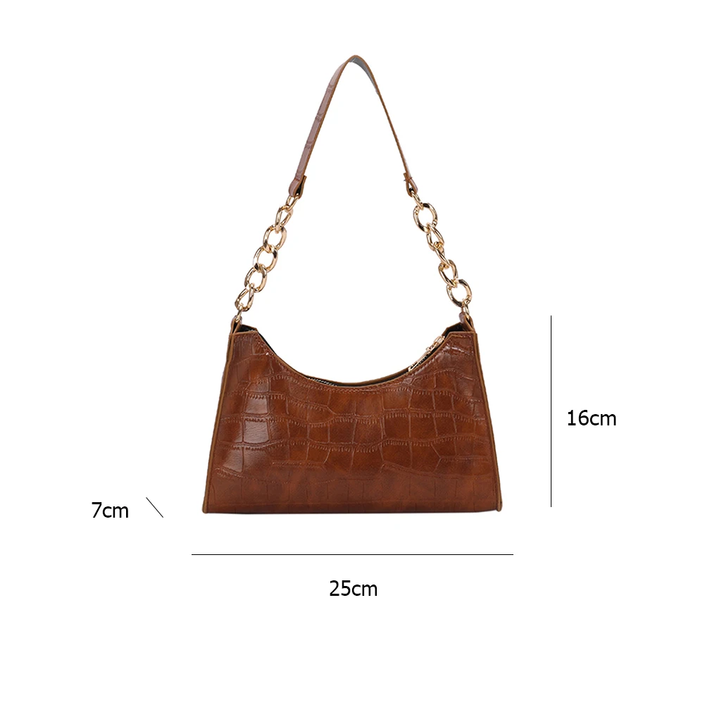 

Fashion Women PU Leather Shoulder Bags Alligator Zebra Pattern Underarm Hobos Bag Vintage Zipper Ladies Chain Handbags Purse Hot