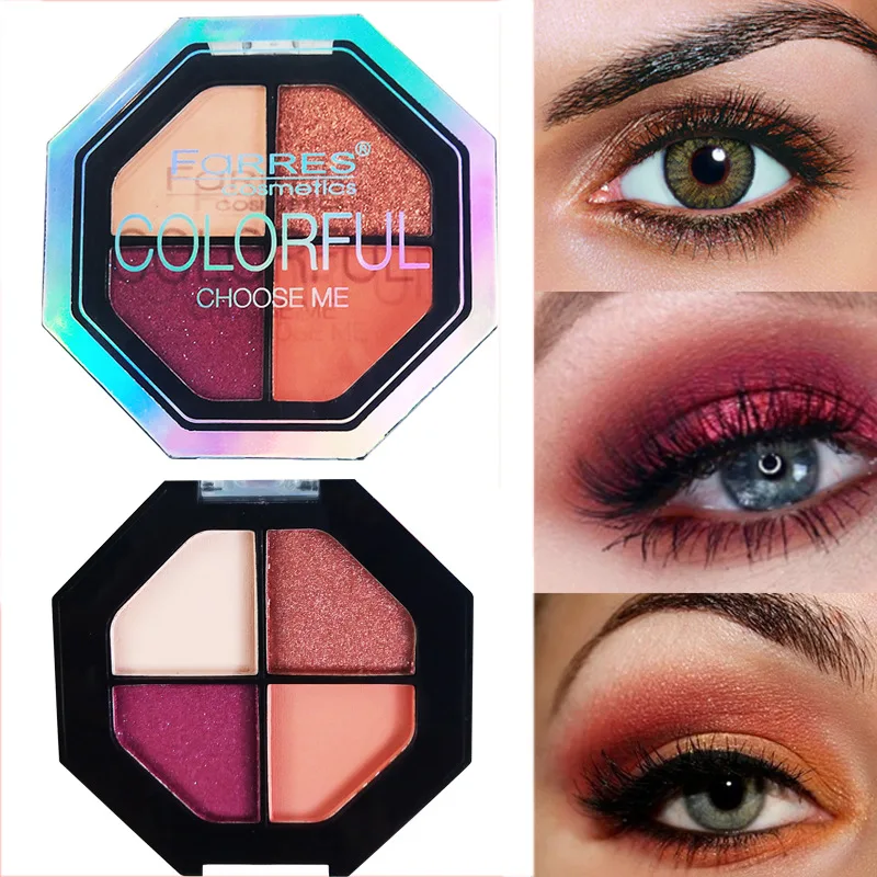 4 цвета натуральные матовые блестящие перламутровые тени для век четыре