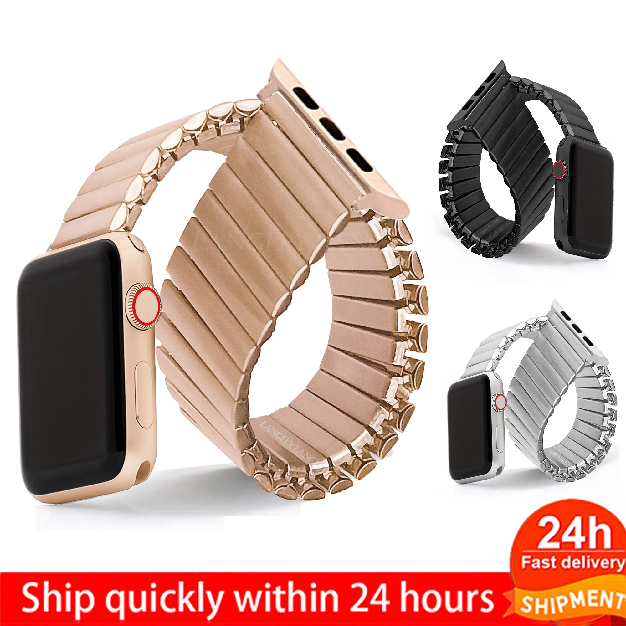 

Elastic Watch Band for Apple Watch Accessories Bracelet for Apple Watch 5 Band 40mm 44mm 42mm 38mm Series 6 4 3 Expansion Strap