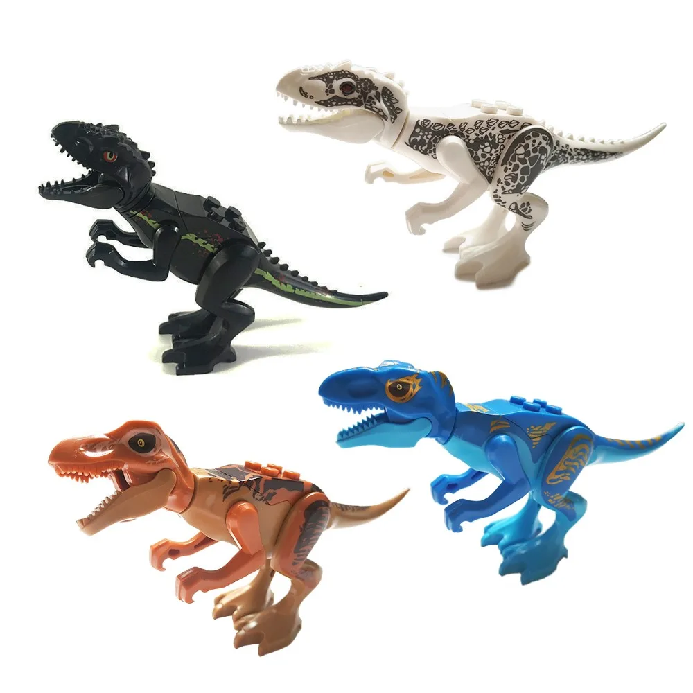 

Puzzle Inspired Brain Toys Jurassic Dinosaur World Building Blocks Velociraptor Tyrannosaurus Triceratops Assembly Figure Brick