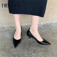 stiletto pointed profession women shoes elegant pu leather slip on simple solid color high heels spring autumn commute work shoe