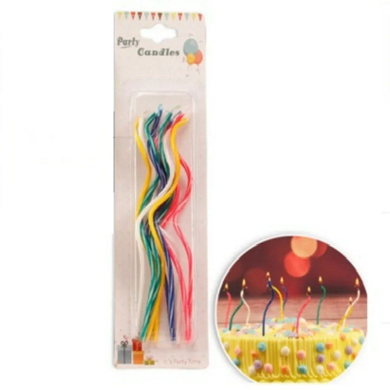 8 шт креативные Красочные Кривые торты на день рождения спиральные свечи дети