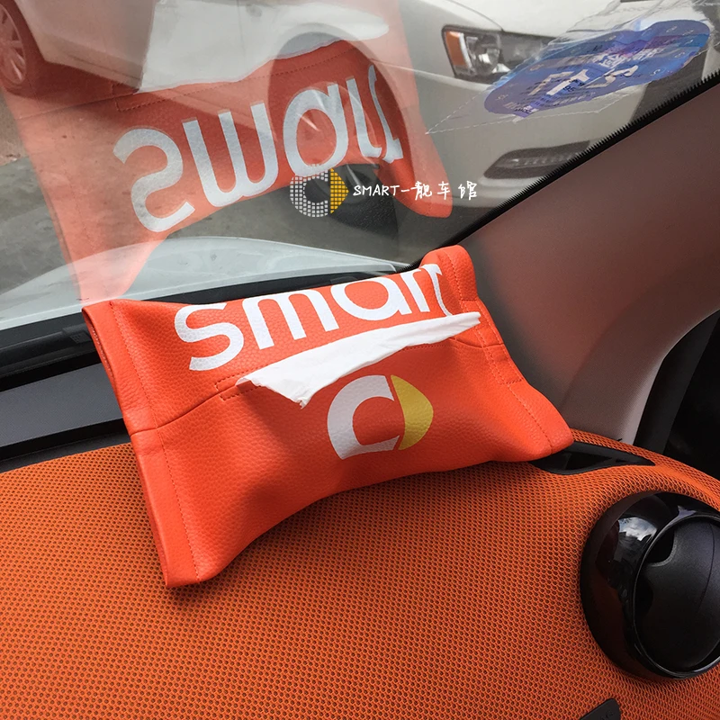 

PU Tissue Paper Box Car Napkin Paper Container Paper Towel Napkin Case Pouch For smart 450 451 Smart 453 fortwo forfour