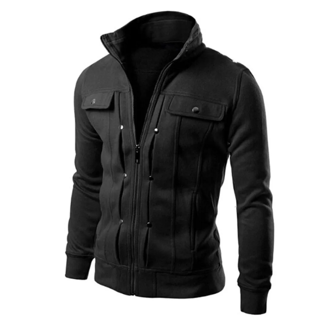 

Fashion men's jacket jacket stand collar casual zipper slim design lapel cardigan jacket jacket men bomber jacket