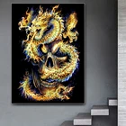 Алмазная 5D картина сделай сам с китайским драконом и черепом, семейная мода, стразы, вышивка крестиком, мозаика, художественная живопись